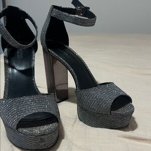 Michael Kors Elegant Black and Silver Women's Platform Heels